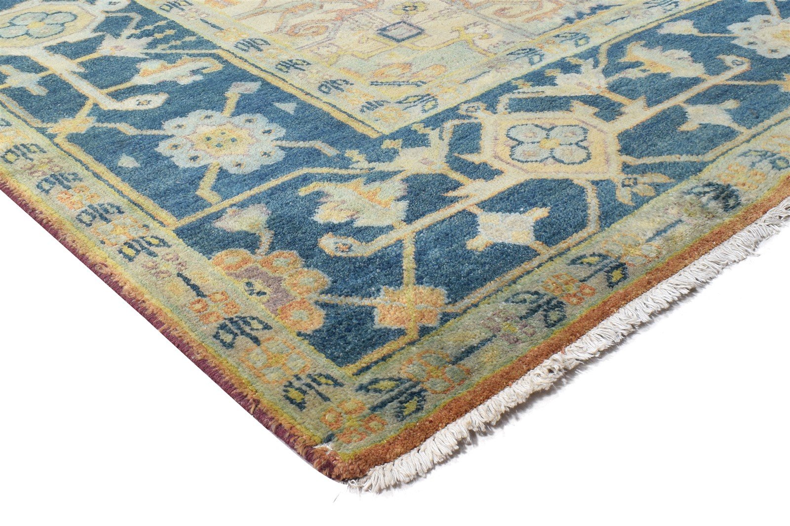 Rust Wool Rug 9X12 Persian Hand Knotted Heriz-Indian Oriental Extra Large Carpet 