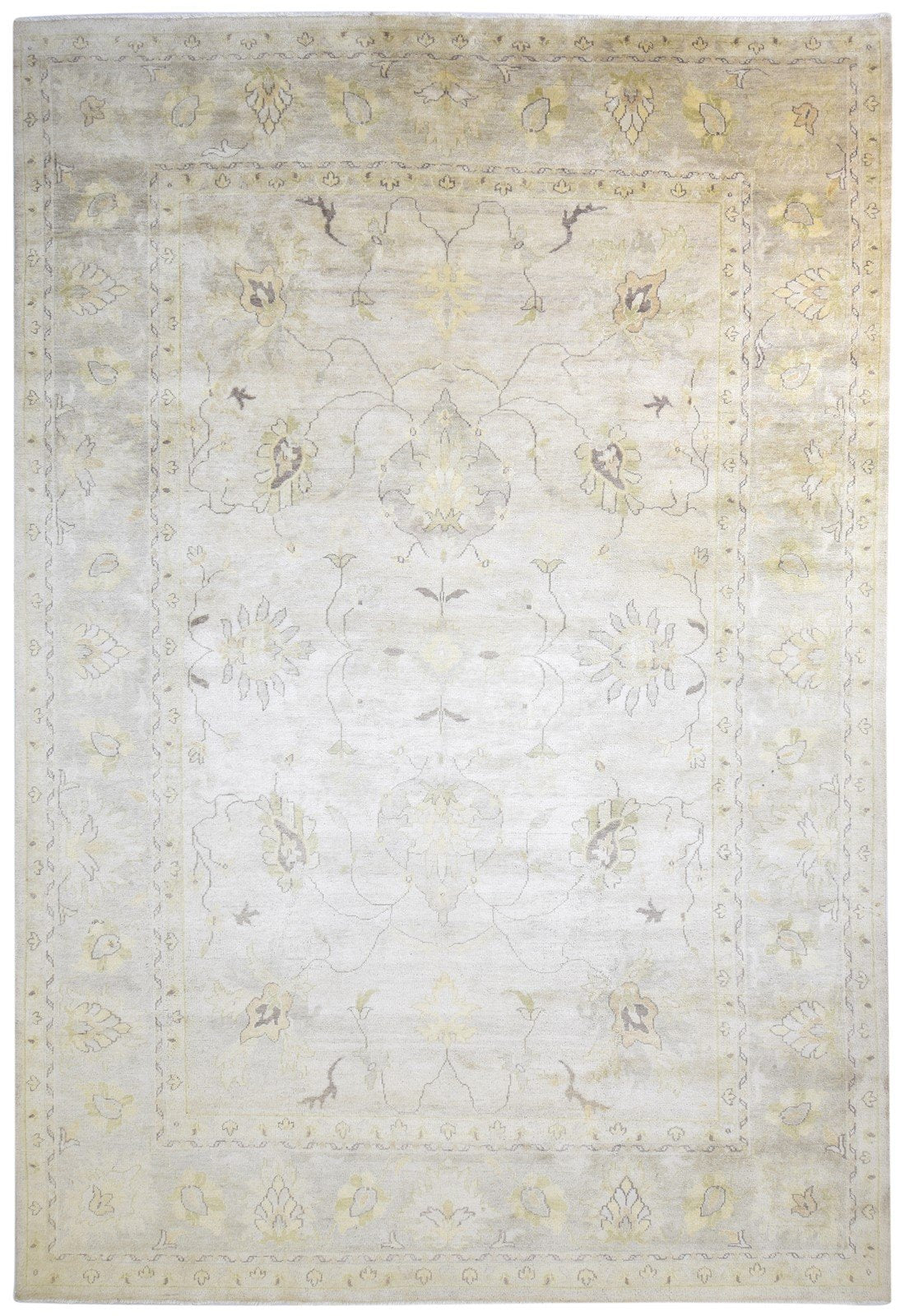 Wool Grey Rug 9' X 13' Persian Hand Knotted Oushak Oriental Extra Large Carpet 