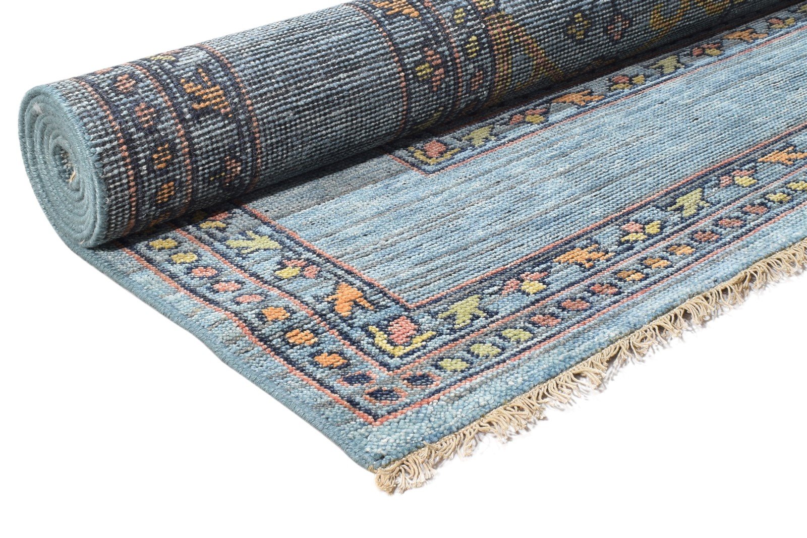 Wool Blue Rug 8' X 10' Persian Hand Knotted Oushak Oriental Large Carpet 