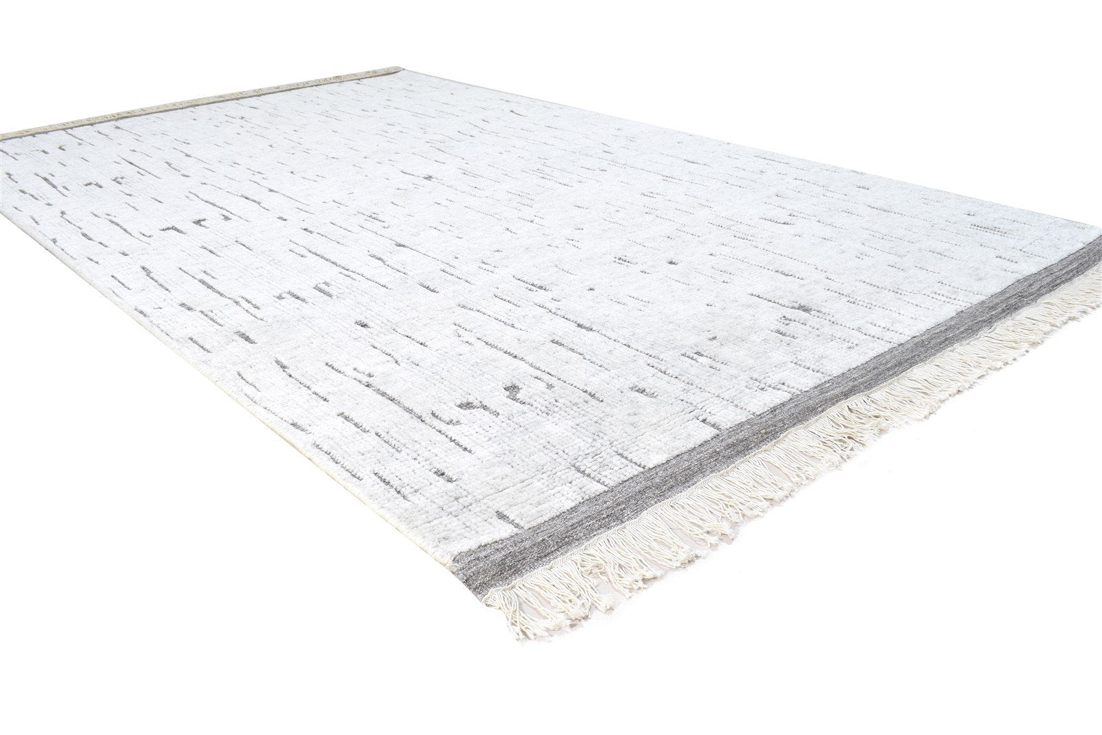 Hand Knotted Off-White Wool Rug 5X8 Modern Scandinavian Abstract Room Size 