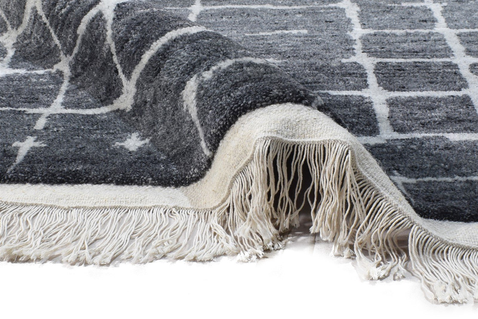 Wool / Silk Charcoal Rug 5X8 Modern Hand Knotted Scandinavian Abstract Room Size 