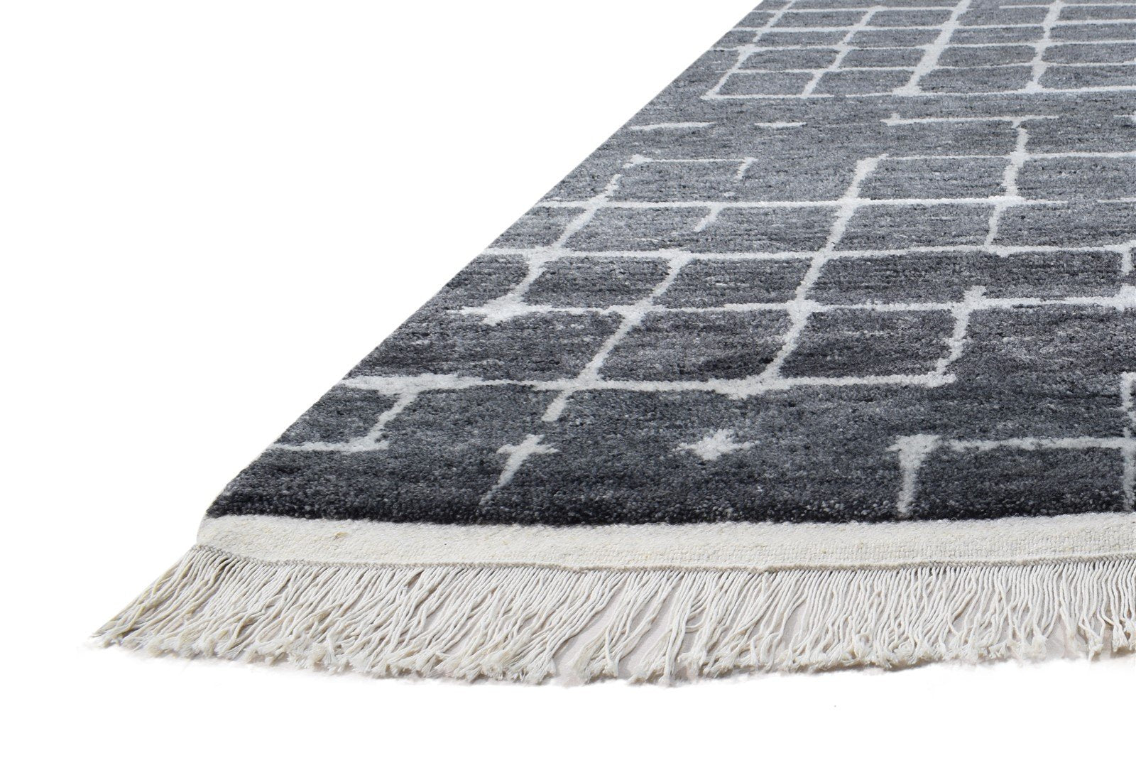 Wool / Silk Charcoal Rug 5X8 Modern Hand Knotted Scandinavian Abstract Room Size 