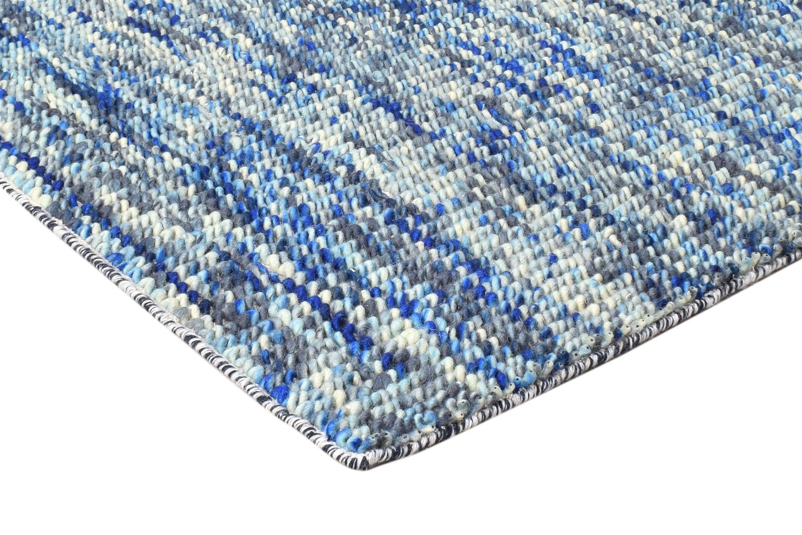 3' X 4' Rug Wool Blue Modern Dhurrie Bohemian Solid Room Size Carpet 