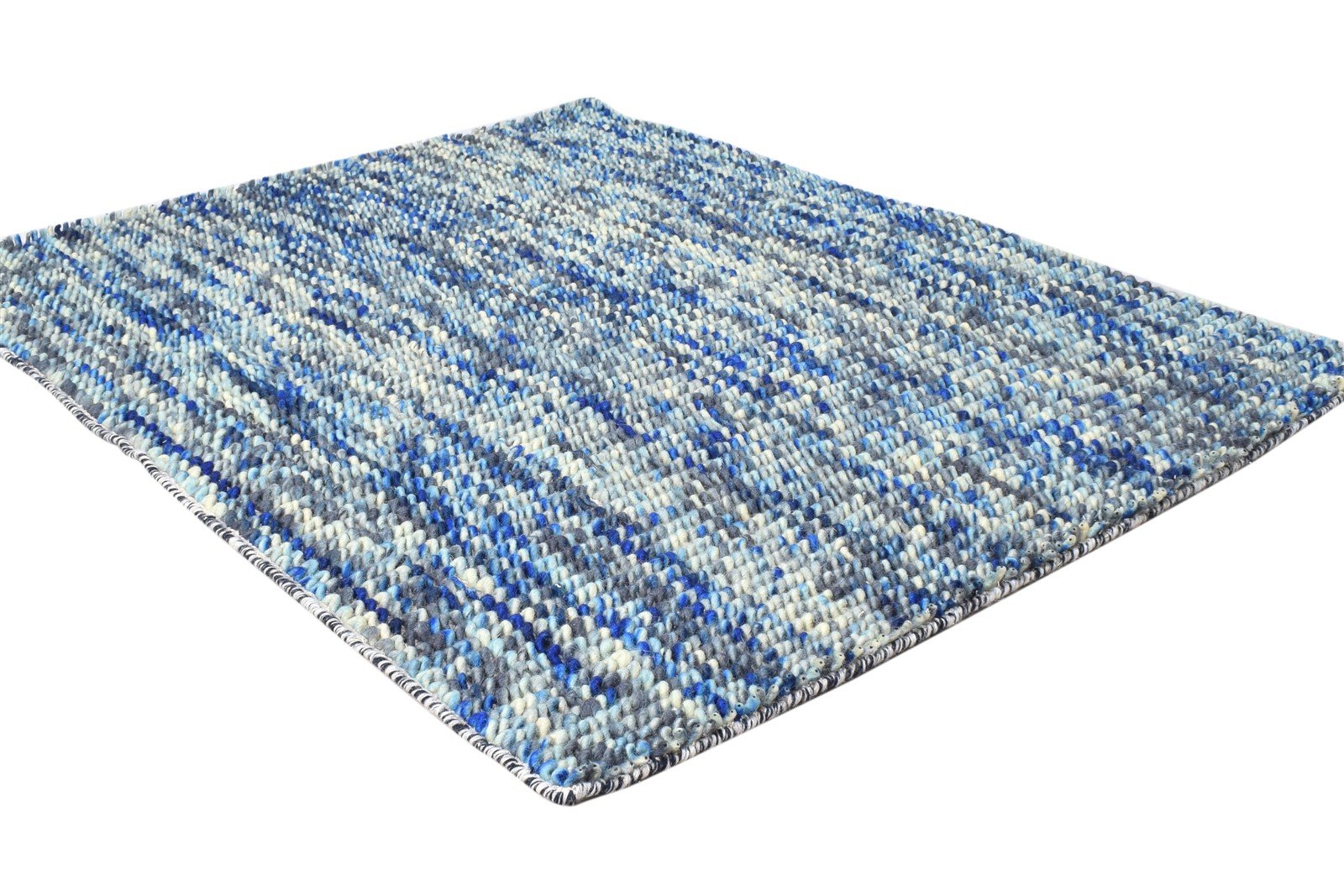 3' X 4' Rug Wool Blue Modern Dhurrie Bohemian Solid Room Size Carpet 