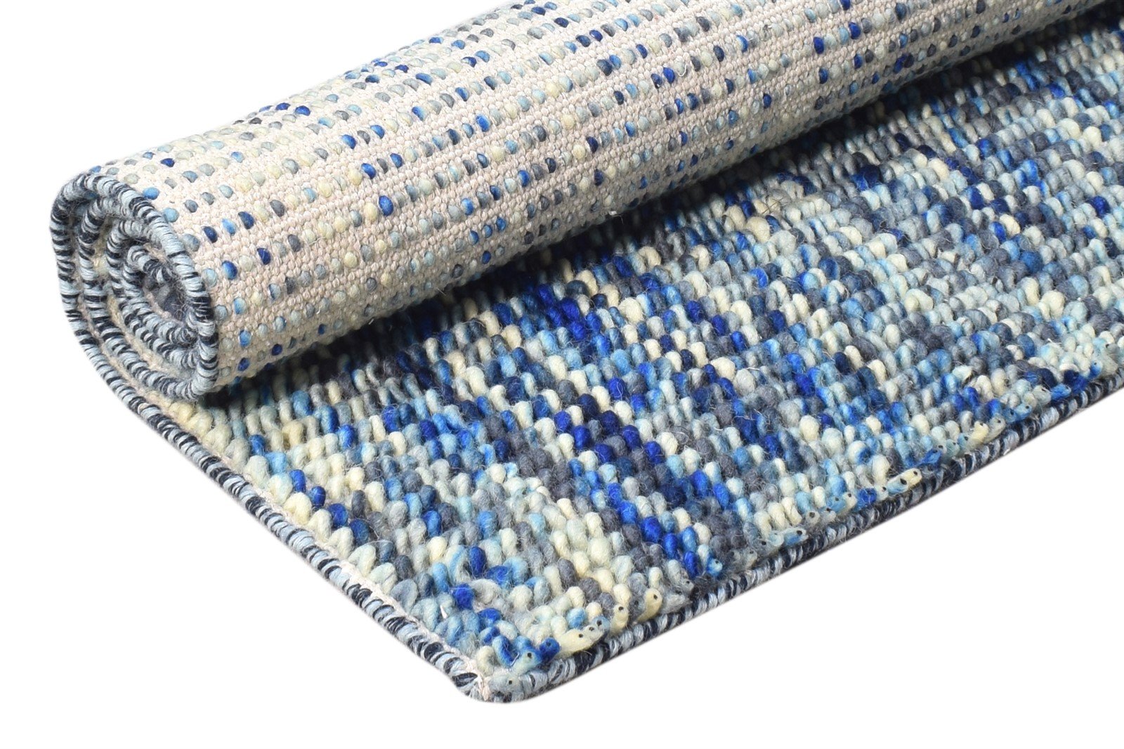 Wool Blue Rug 3' X 4' Modern Dhurrie Bohemian Abstract Small Carpet 