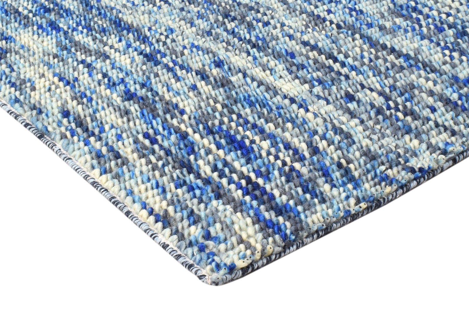 Wool Blue Rug 3' X 4' Modern Dhurrie Bohemian Abstract Small Carpet 