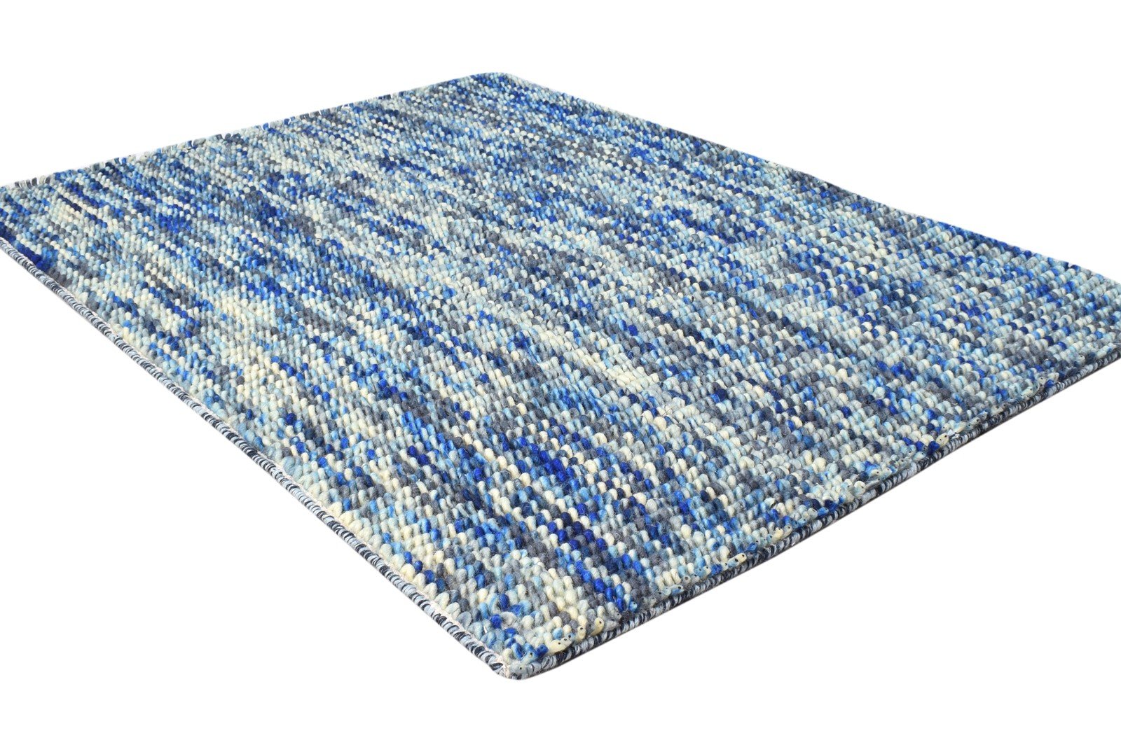 Wool Blue Rug 3' X 4' Modern Dhurrie Bohemian Abstract Small Carpet 