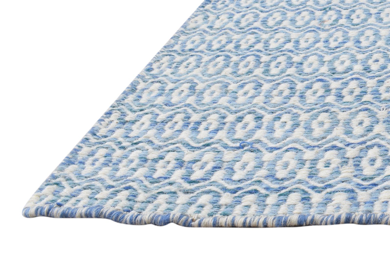 Dhurrie Blue Wool Rug 2' X 3' Modern Scandinavian Nordic Small Carpet 