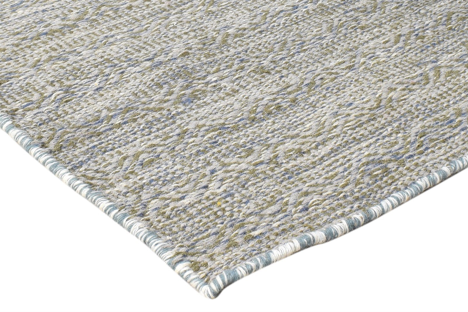 Grey Wool Rug 2' X 3' Modern Dhurrie Scandinavian Nordic Small Carpet 