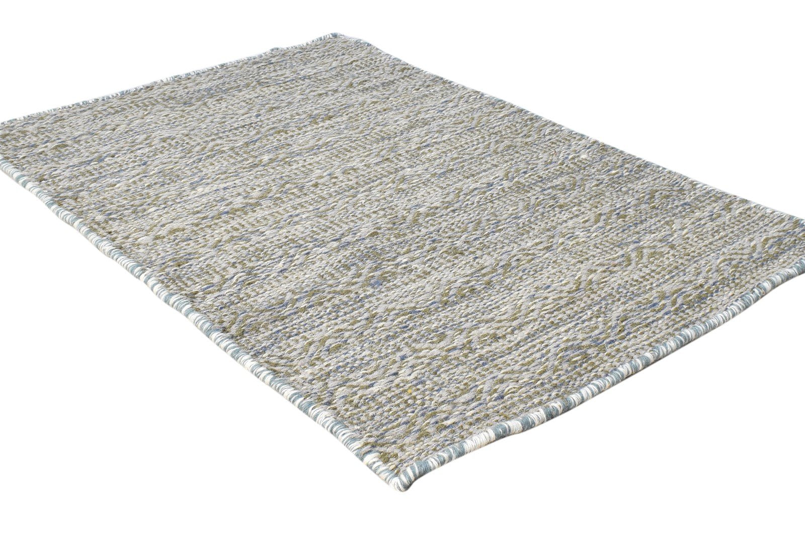 Grey Wool Rug 2' X 3' Modern Dhurrie Scandinavian Nordic Small Carpet 