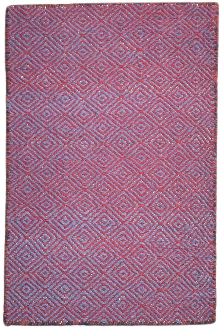 2' X 3' Rug Wool Red Modern Dhurrie Scandinavian Diamond Small Carpet 