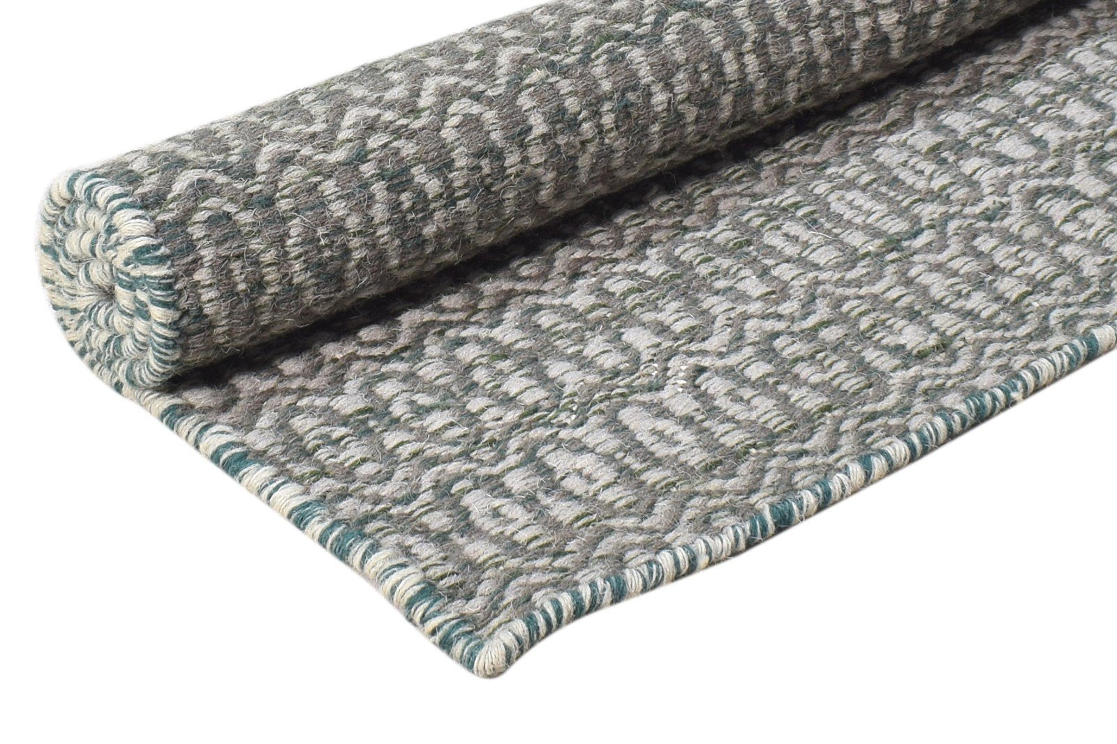 Dhurrie Grey Wool Rug 2' X 3' Modern Scandinavian Nordic Small Carpet 