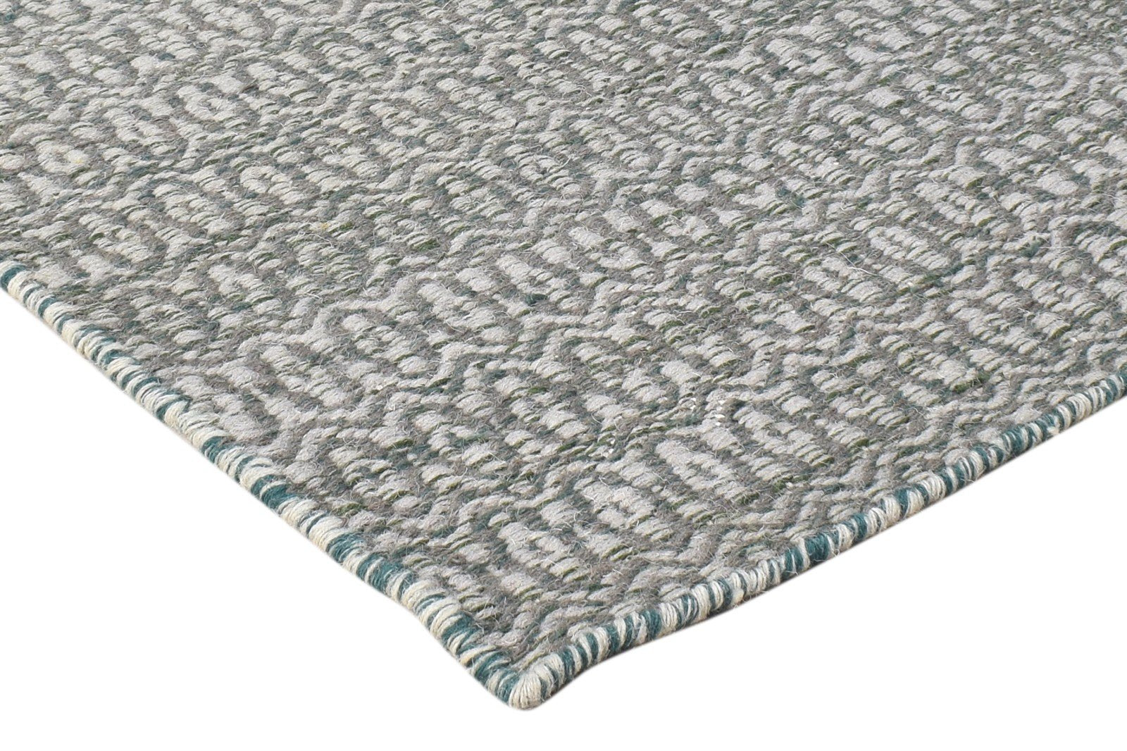 Dhurrie Grey Wool Rug 2' X 3' Modern Scandinavian Nordic Small Carpet 