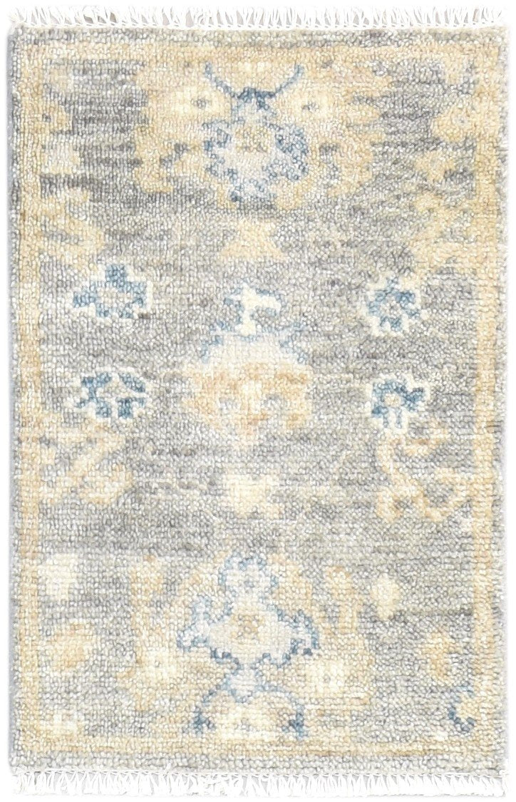 2' X 3' Rug Wool Grey Persian Hand Knotted Oushak Oriental Small Carpet 