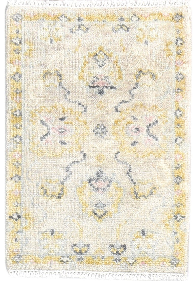 Grey Wool Rug 2' X 3' Persian Hand Knotted Oushak Oriental Small Carpet 