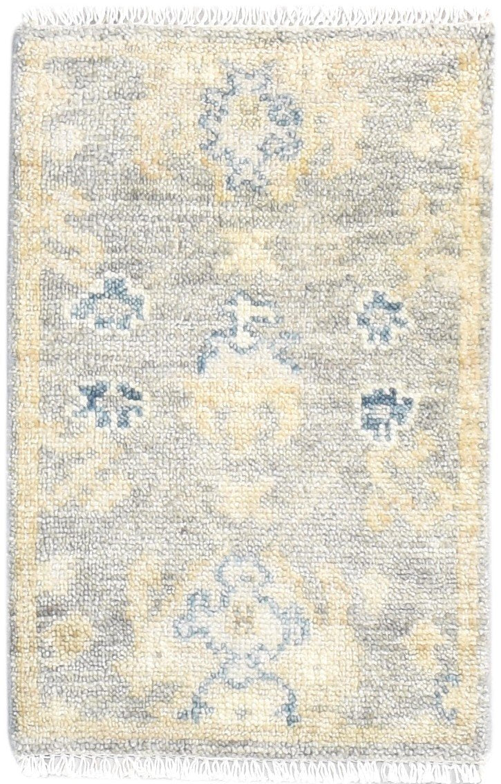 Wool Grey Rug 2' X 3' Persian Hand Knotted Oushak Oriental Small Carpet 