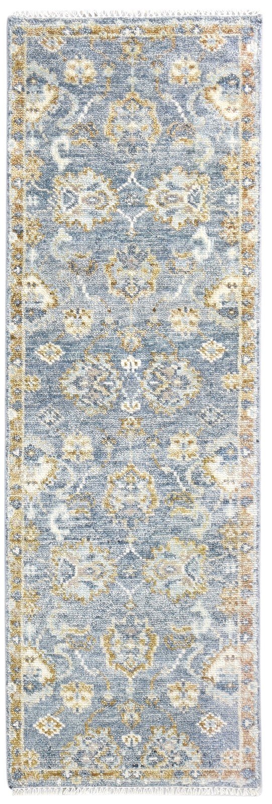 3' X 8' Rug Wool Blue Persian Hand Knotted Oushak Oriental Small Runner 