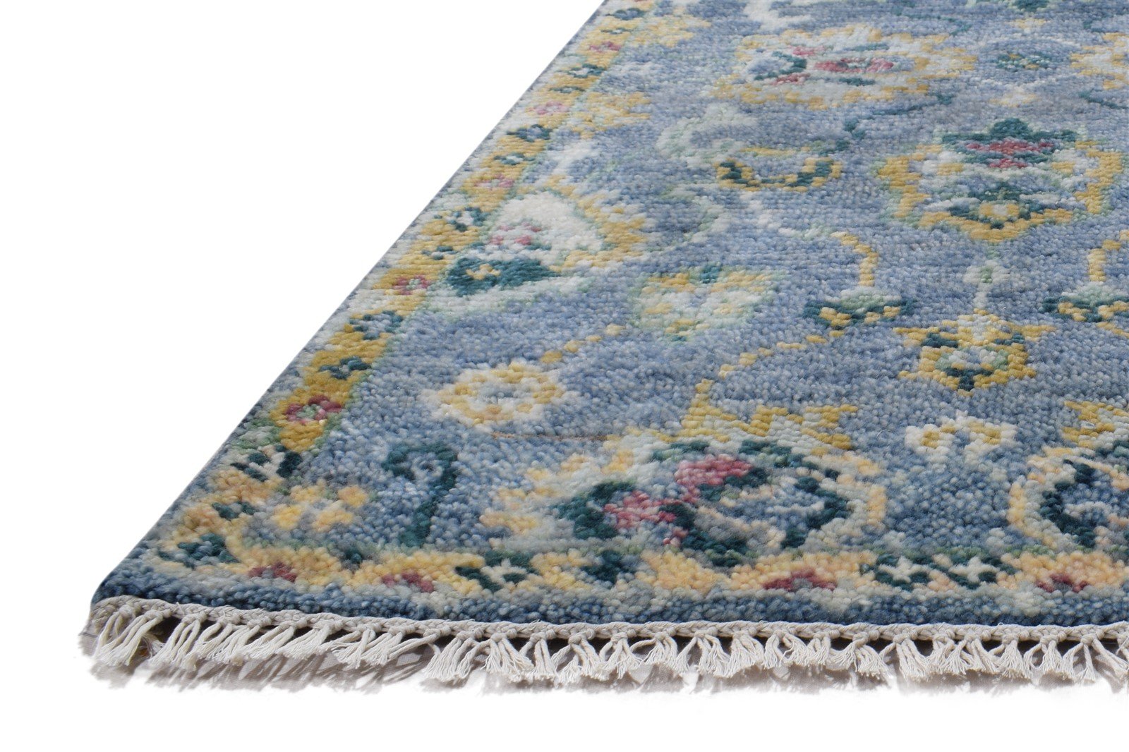 Wool Blue Rug 3' X 8' Persien Hand Knotted Oushak Oriental Small Runner 