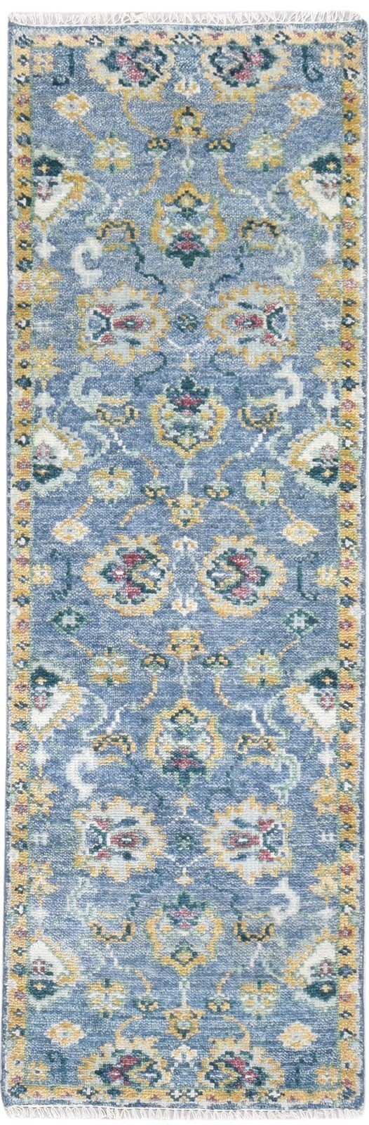 Wool Blue Rug 3' X 8' Persien Hand Knotted Oushak Oriental Small Runner 