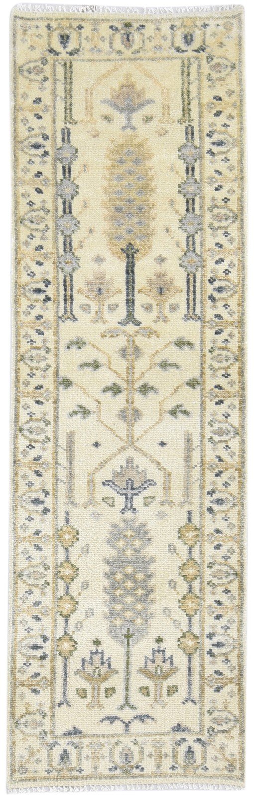 2'6 X 8' Rug Wool Cream Persian Hand Knotted Oushak Oriental Small Runner 