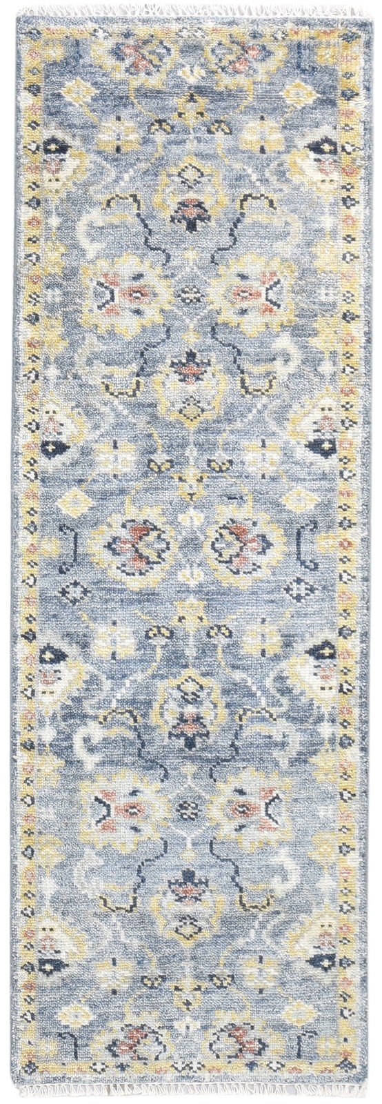 Hand Knotted Blue Wool Rug 3' X 8' Persian Oushak Oriental Small Runner 