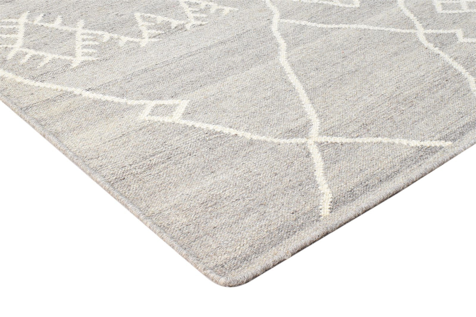 Wool Grey Rug 6' X 8' Modern Dhurrie Moroccan Abstract Room Size Carpet 