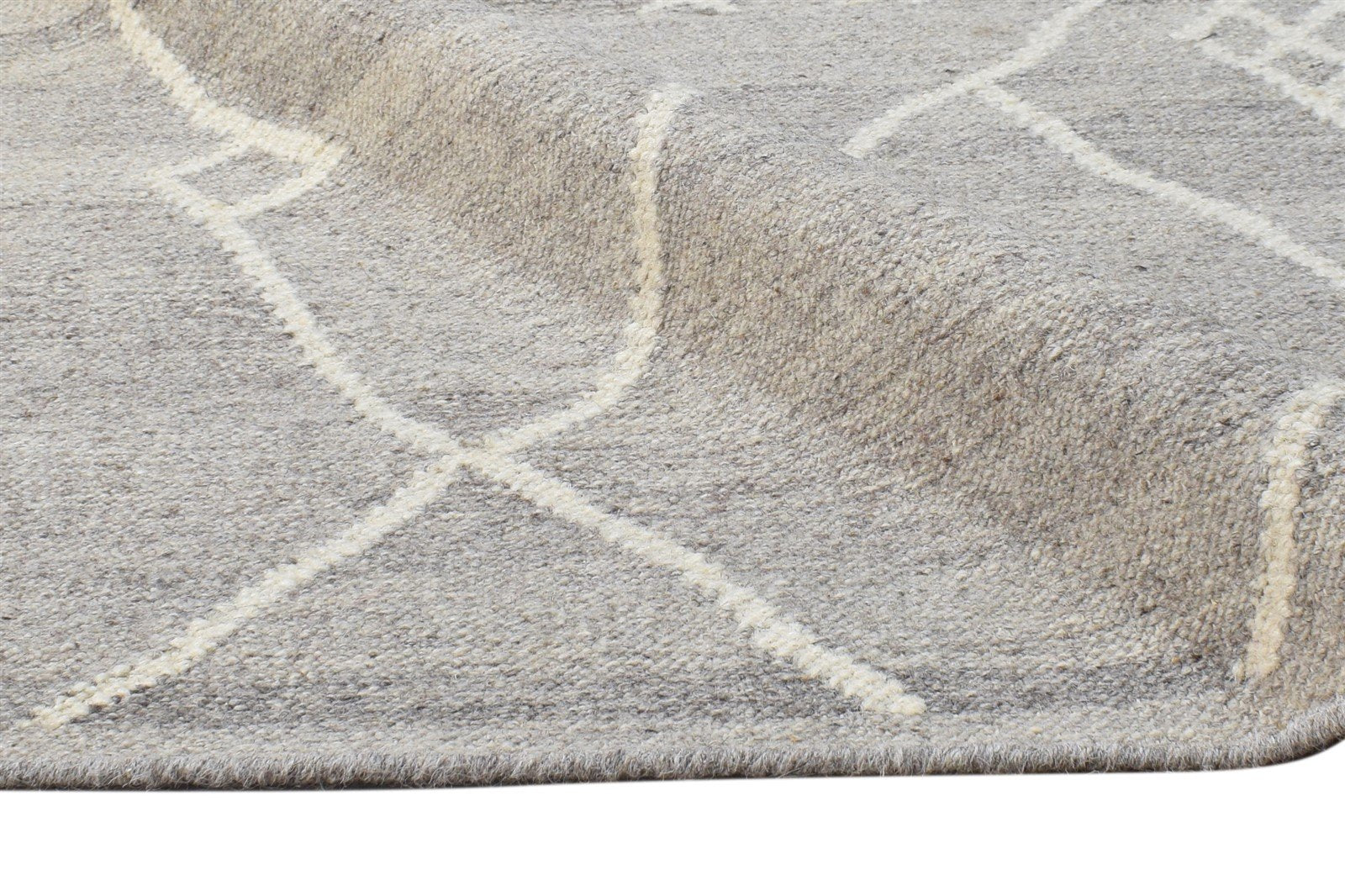 Wool Grey Rug 6' X 8' Modern Dhurrie Moroccan Abstract Room Size Carpet 