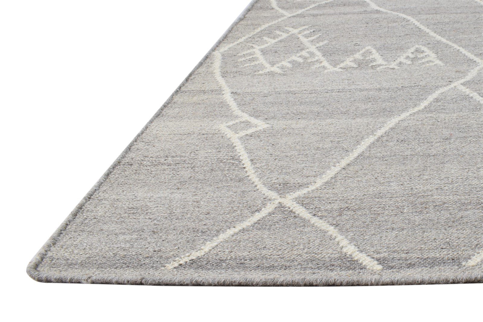 Wool Grey Rug 6' X 8' Modern Dhurrie Moroccan Abstract Room Size Carpet 