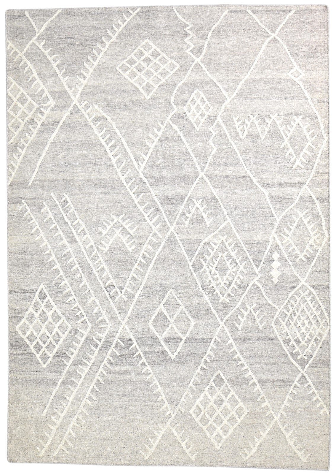 Wool Grey Rug 6' X 8' Modern Dhurrie Moroccan Abstract Room Size Carpet 