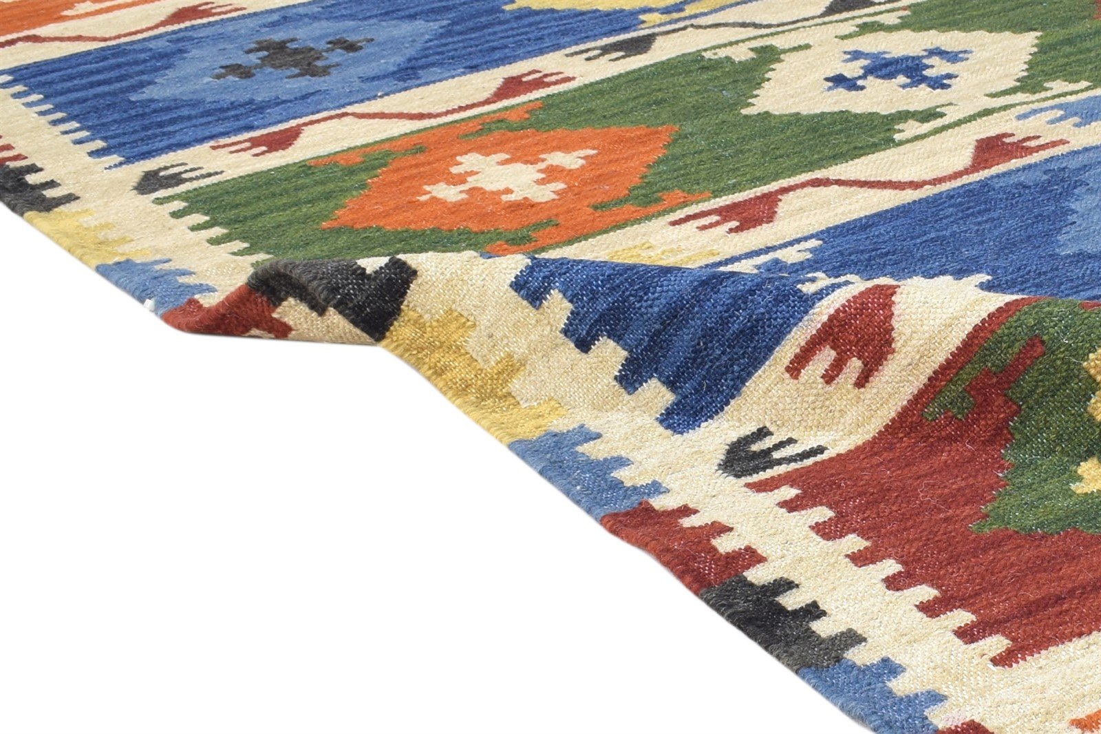 Dhurrie Multi Color Wool Rug 4X6 Southwestern American Tribal Room Size Carpet 