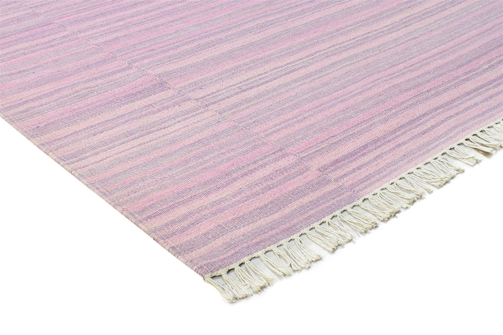 5' X 8' Rug Wool Pink Modern Dhurrie Scandinavian Striped Room Size Carpet 