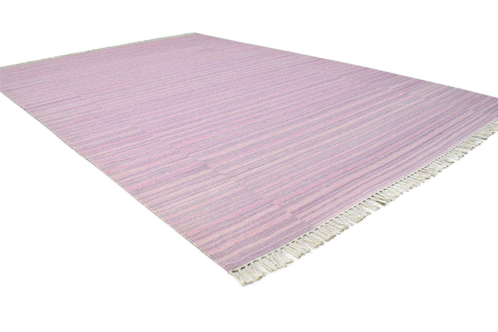 5' X 8' Rug Wool Pink Modern Dhurrie Scandinavian Striped Room Size Carpet 