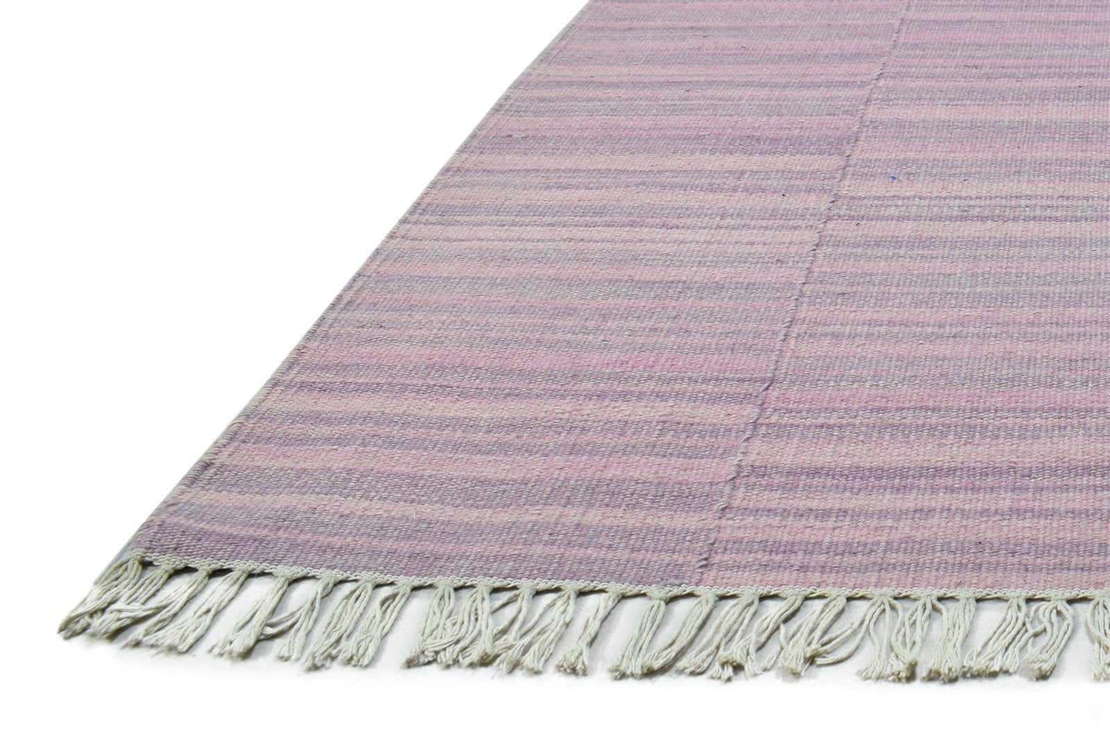 5' X 8' Rug Wool Pink Modern Dhurrie Scandinavian Striped Room Size Carpet 