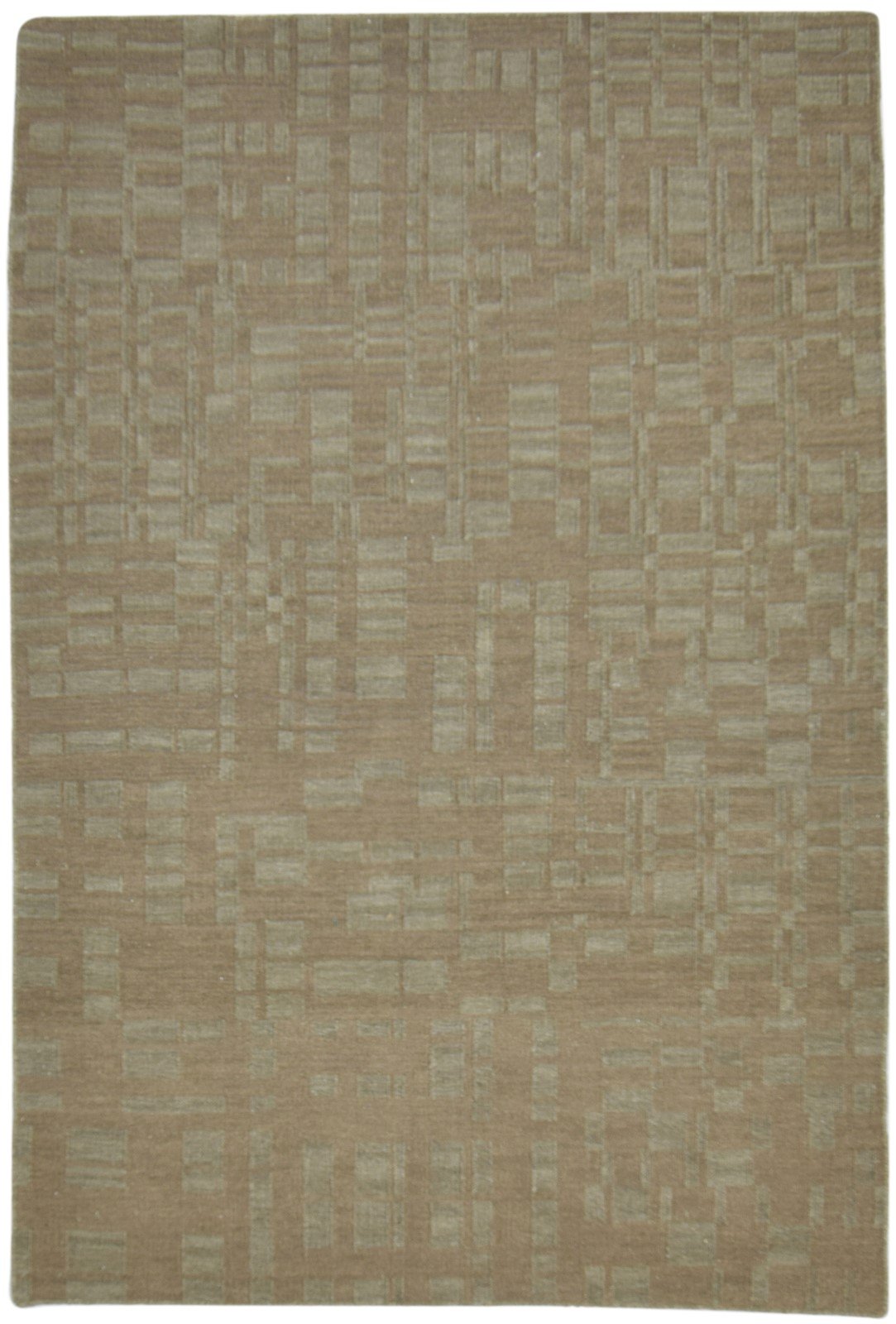 Dhurrie Brown Wool Rug 5' X 8' Modern Scandinavian Abstract Room Size Carpet 