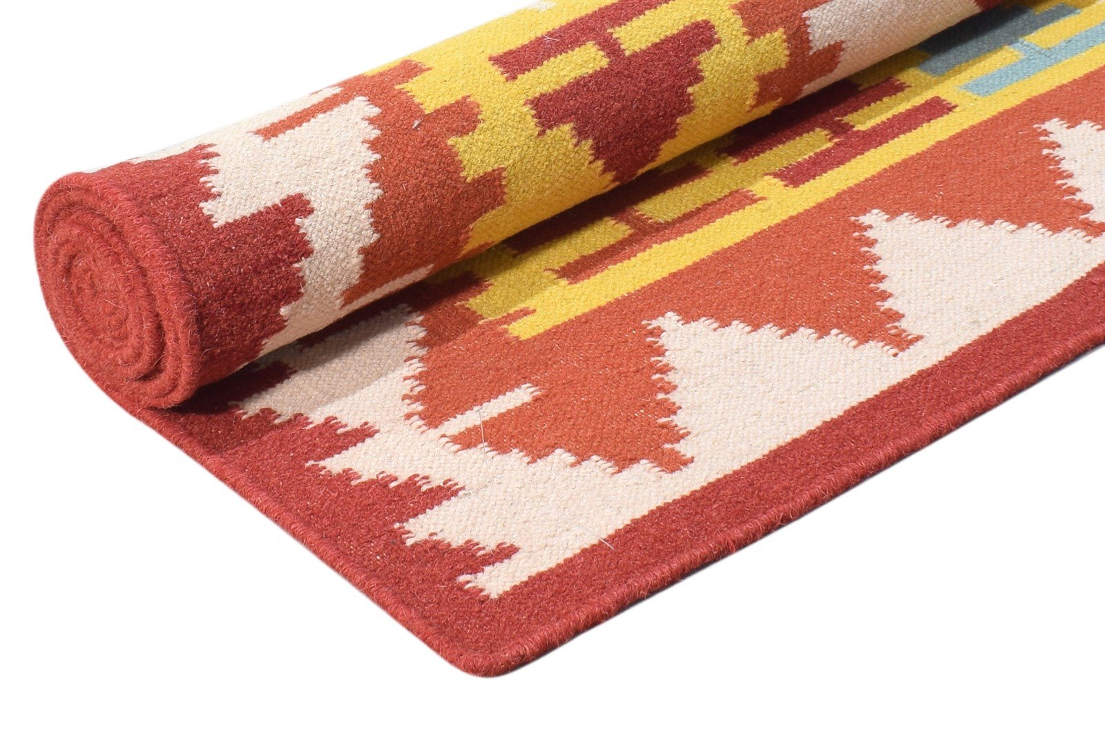 5' X 8' Rug Wool Red Southwestern Dhurrie American Tribal Room Size Carpet 