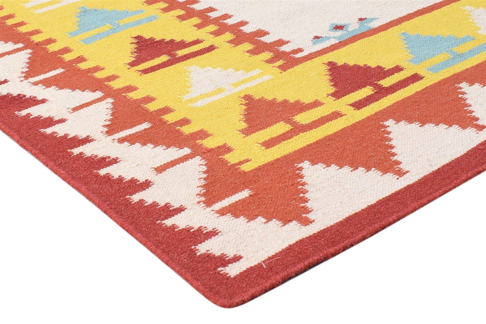 5' X 8' Rug Wool Red Southwestern Dhurrie American Tribal Room Size Carpet 