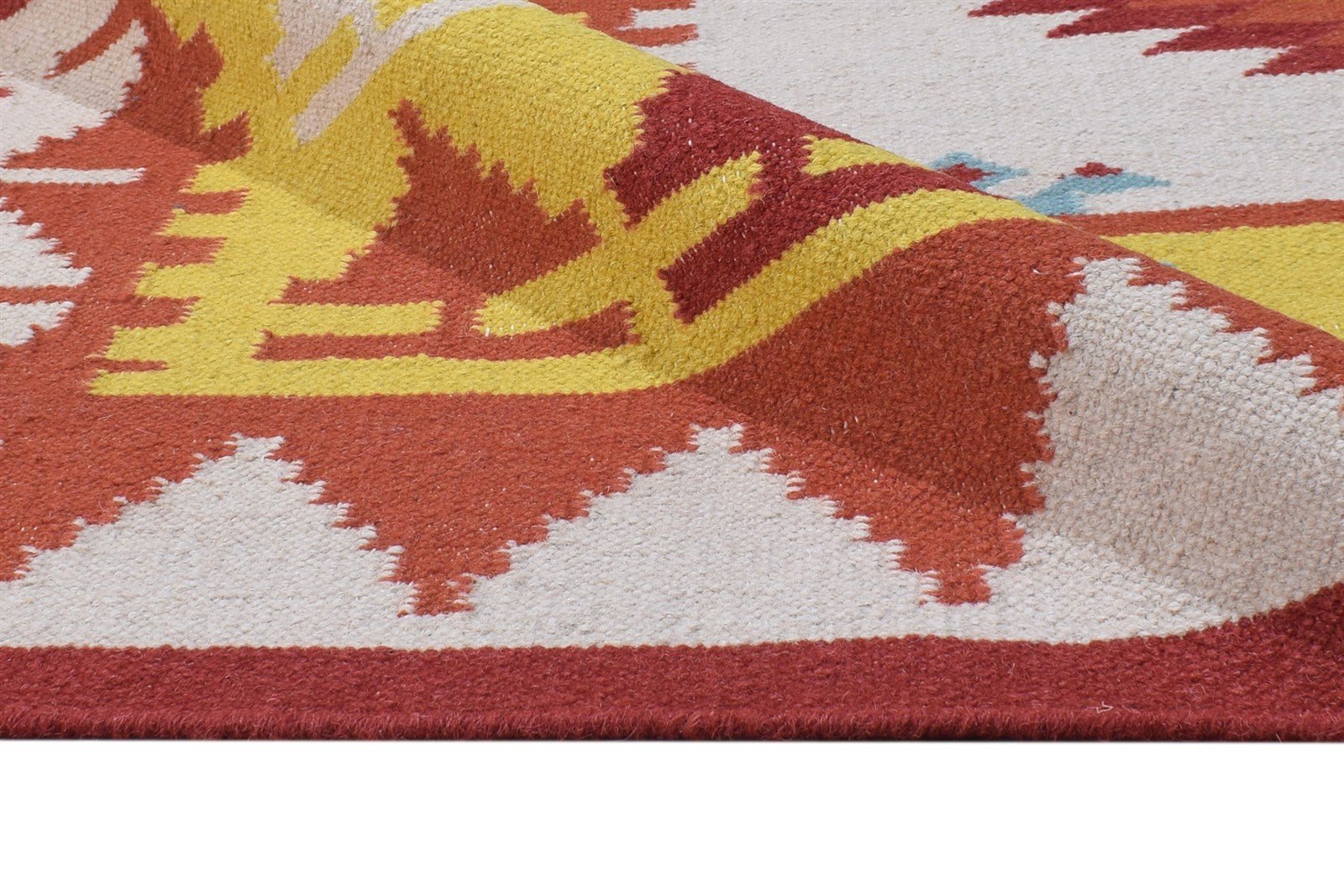 5' X 8' Rug Wool Red Southwestern Dhurrie American Tribal Room Size Carpet 