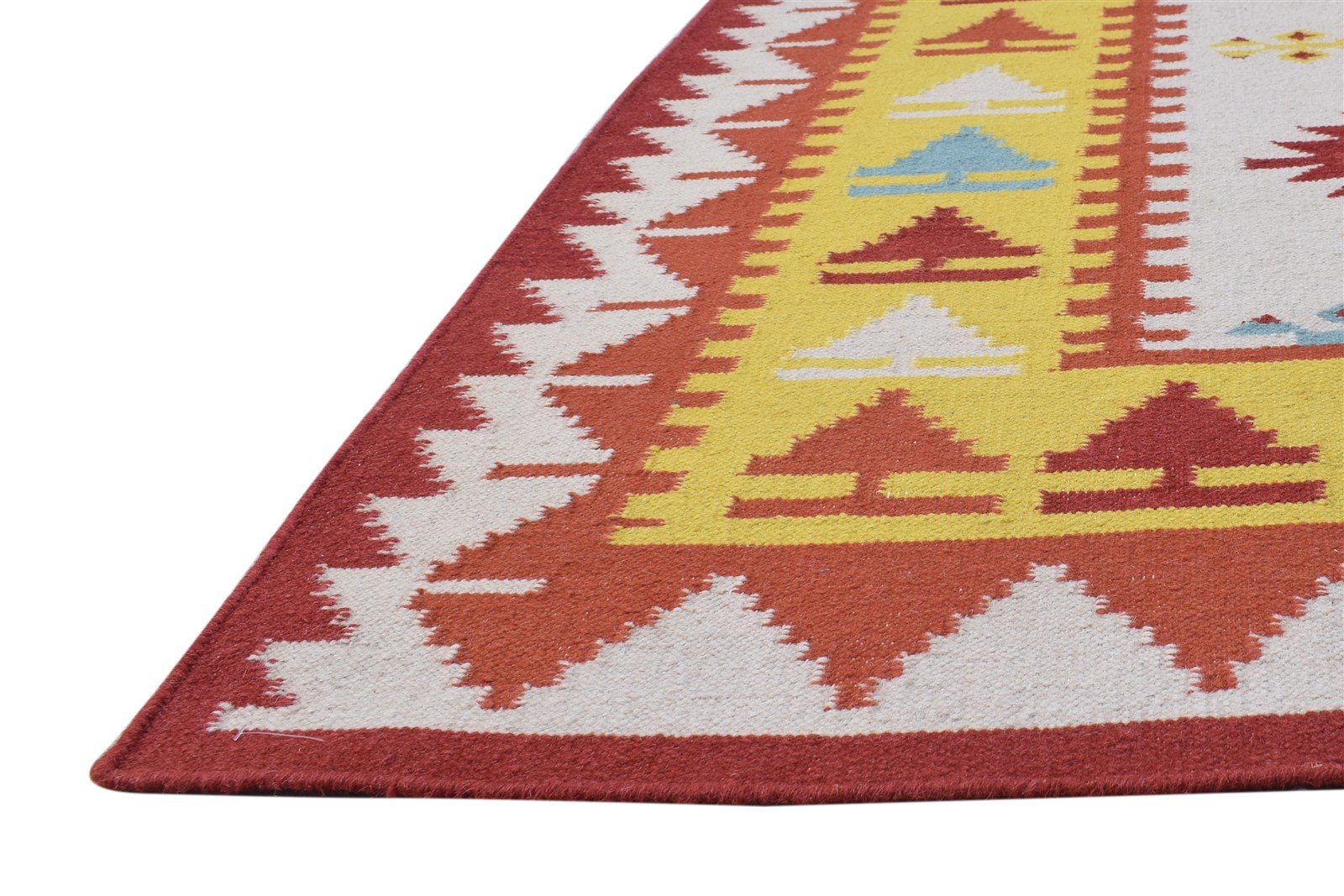 5' X 8' Rug Wool Red Southwestern Dhurrie American Tribal Room Size Carpet 