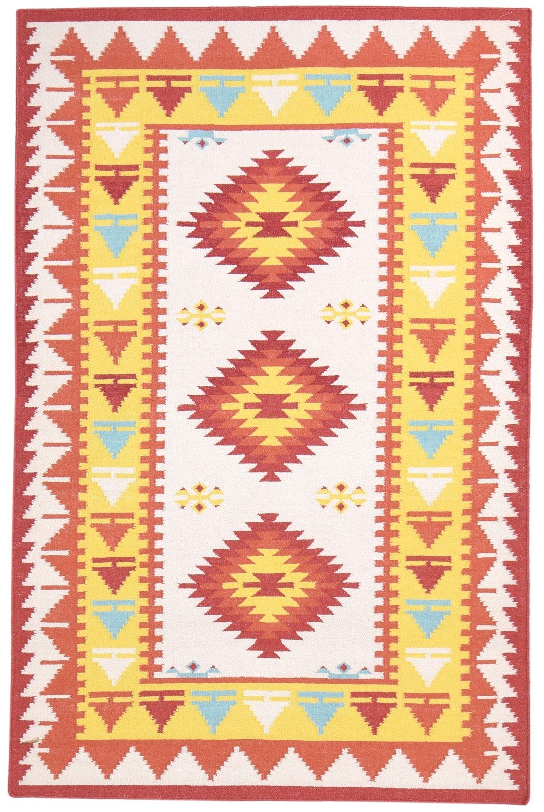 5' X 8' Rug Wool Red Southwestern Dhurrie American Tribal Room Size Carpet 