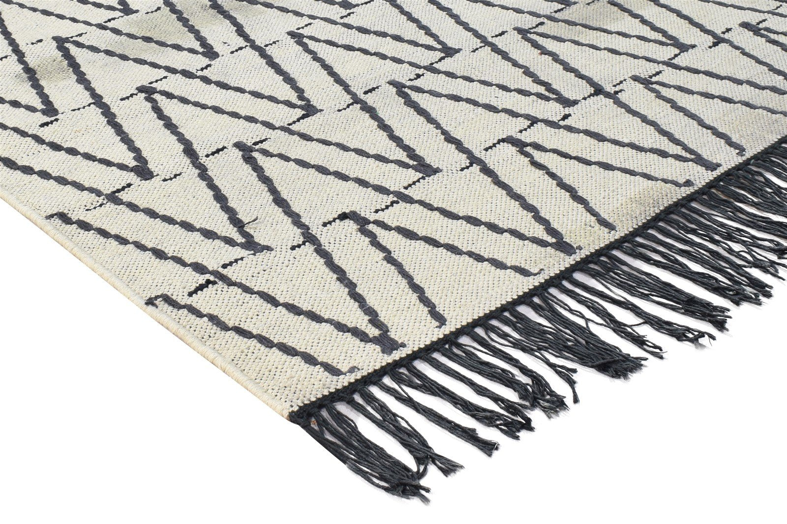 3' X 5' Rug Wool Grey Modern Dhurrie Scandinavian Chevron Room Size Carpet 