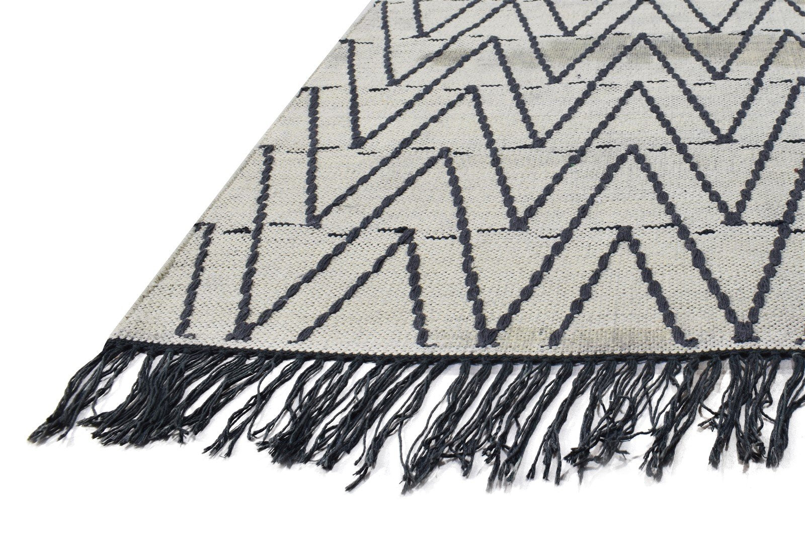 3' X 5' Rug Wool Grey Modern Dhurrie Scandinavian Chevron Room Size Carpet 