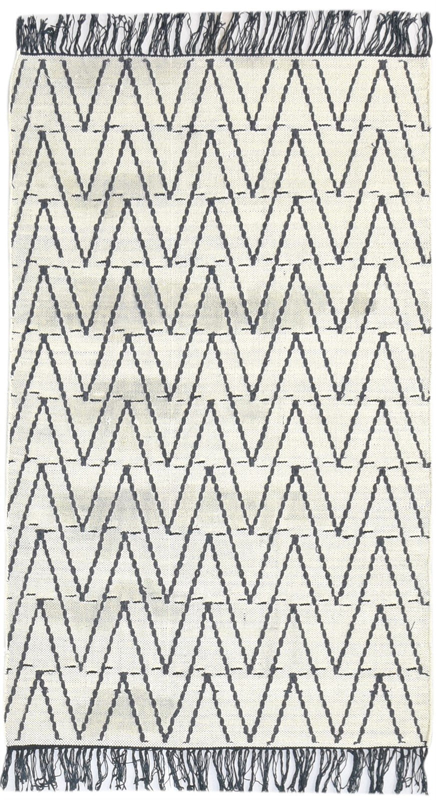 3' X 5' Rug Wool Grey Modern Dhurrie Scandinavian Chevron Room Size Carpet 