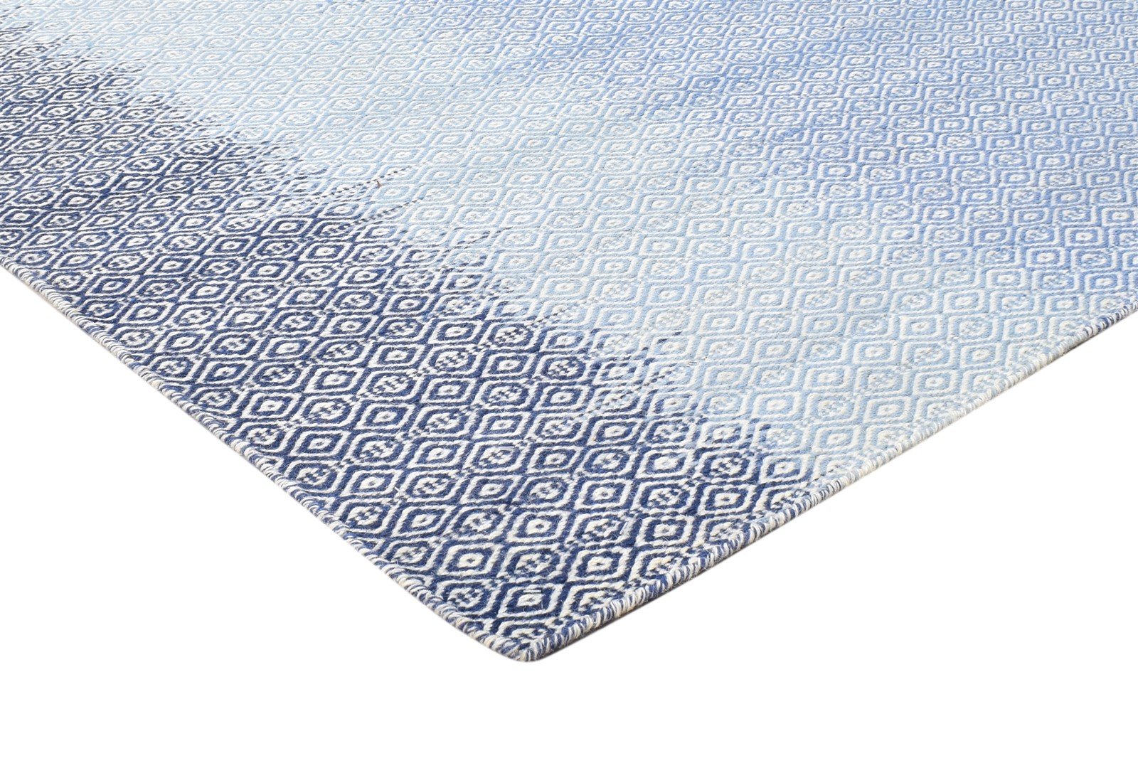 Wool Blue Rug 5' X 8' Modern Dhurrie Shibori Ombre Room Size Carpet  Area Rug 