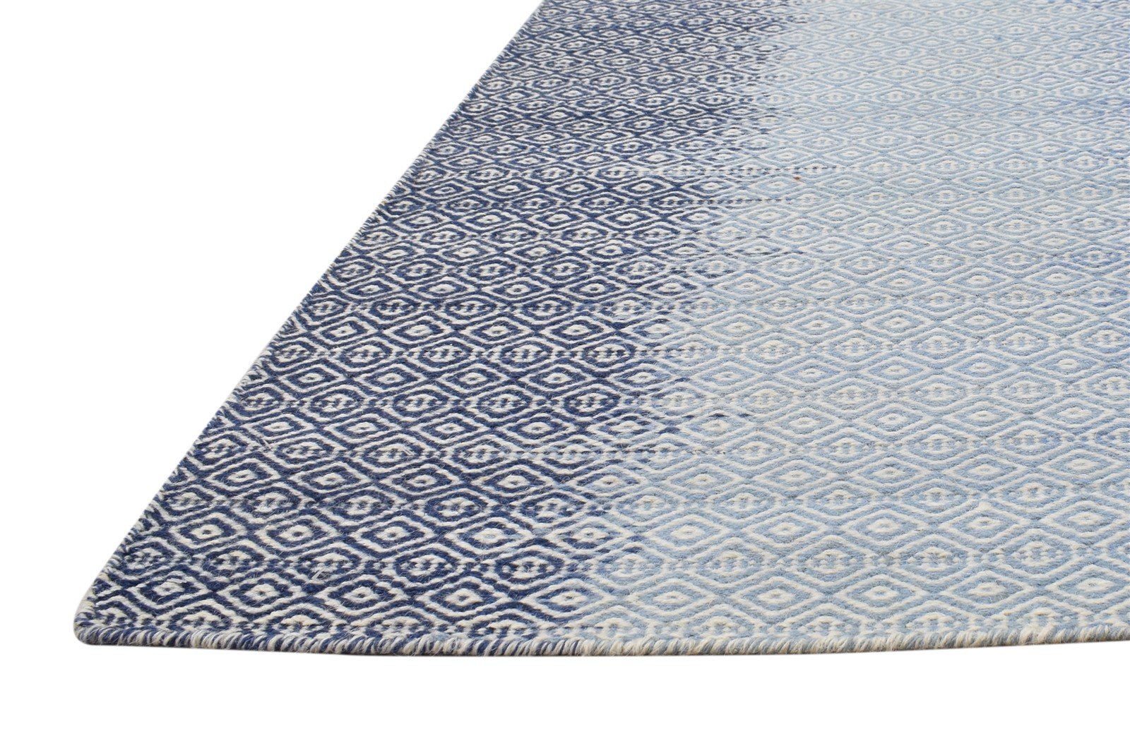 Wool Blue Rug 5' X 8' Modern Dhurrie Shibori Ombre Room Size Carpet  Area Rug 
