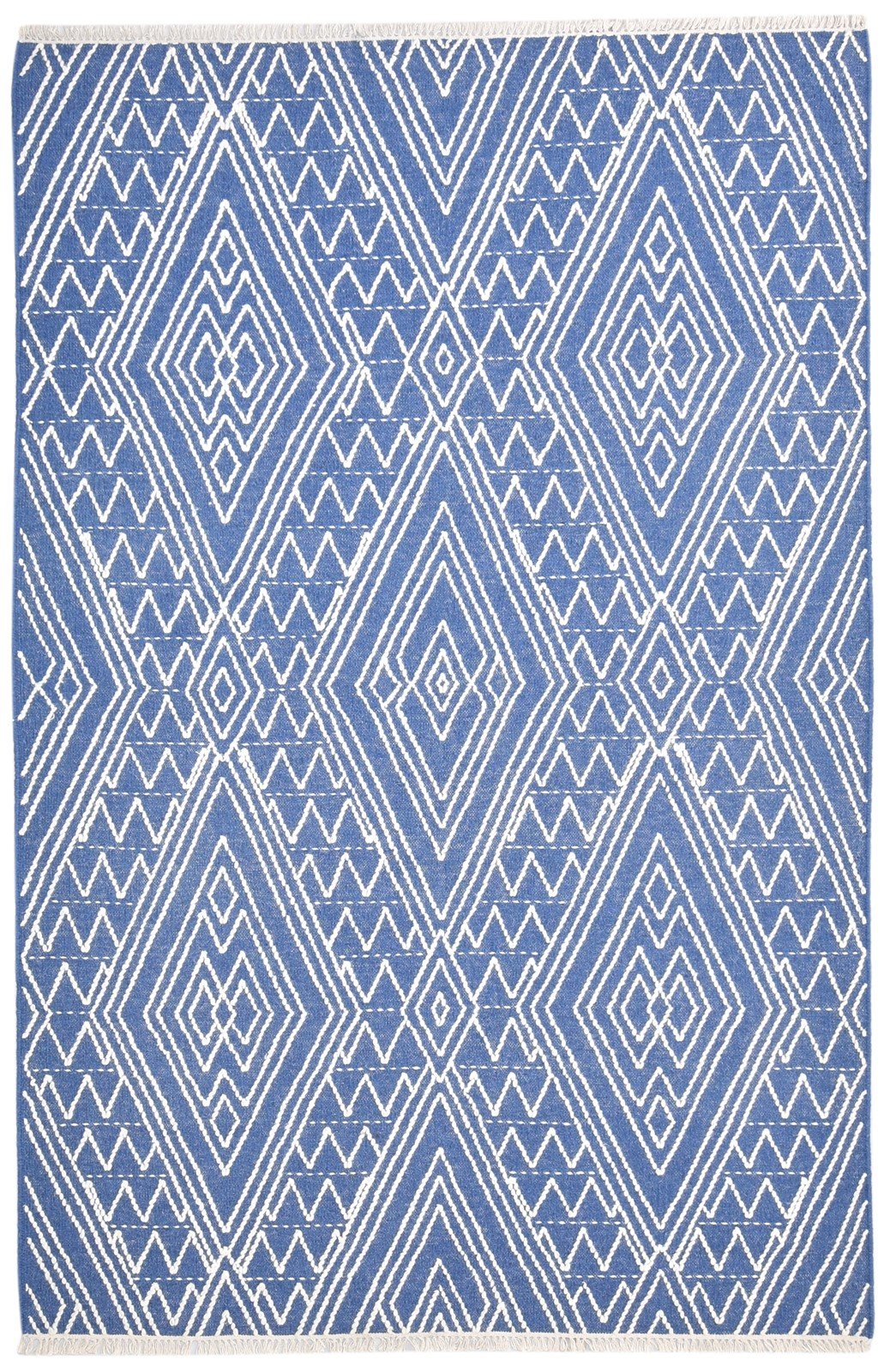 5' X 8' Rug Wool Blue Modern Dhurrie Moroccan Diamond Room Size Carpet 