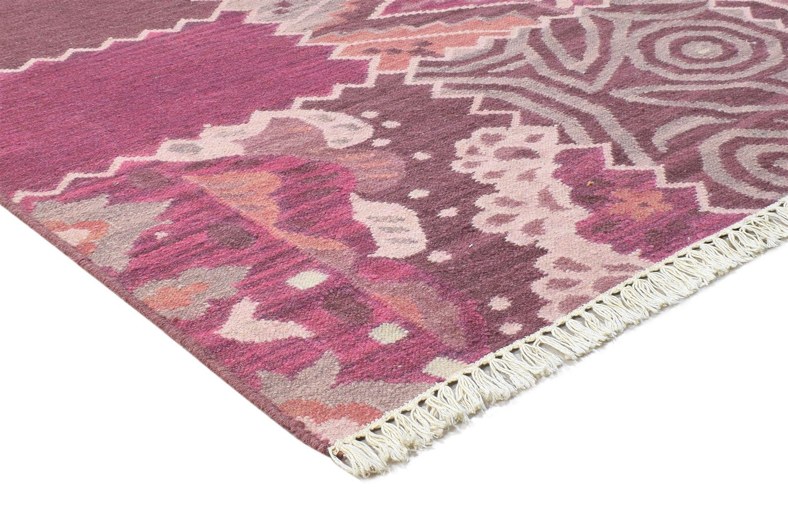 Wool Purple Rug 5' X 8' Southwestern Dhurrie American Tribal Room Size Carpet 