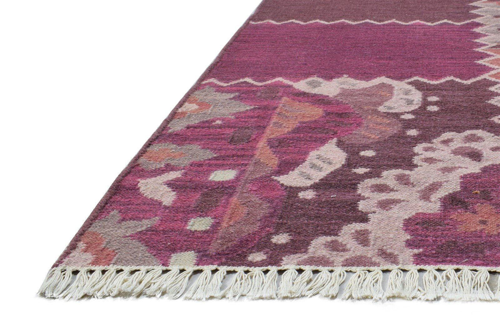 Wool Purple Rug 5' X 8' Southwestern Dhurrie American Tribal Room Size Carpet 