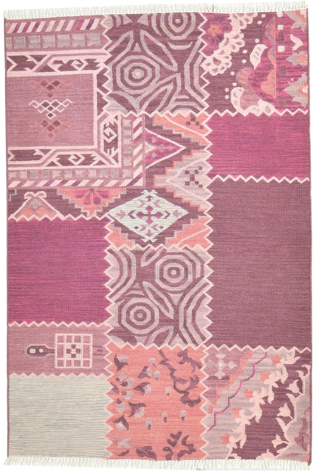 Wool Purple Rug 5' X 8' Southwestern Dhurrie American Tribal Room Size Carpet 