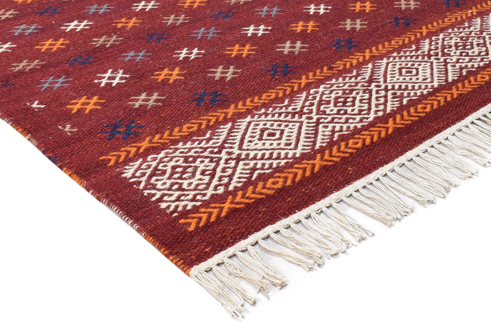 5' X 8' Rug Wool Red Southwestern Dhurrie American Tribal Room Size Carpet 