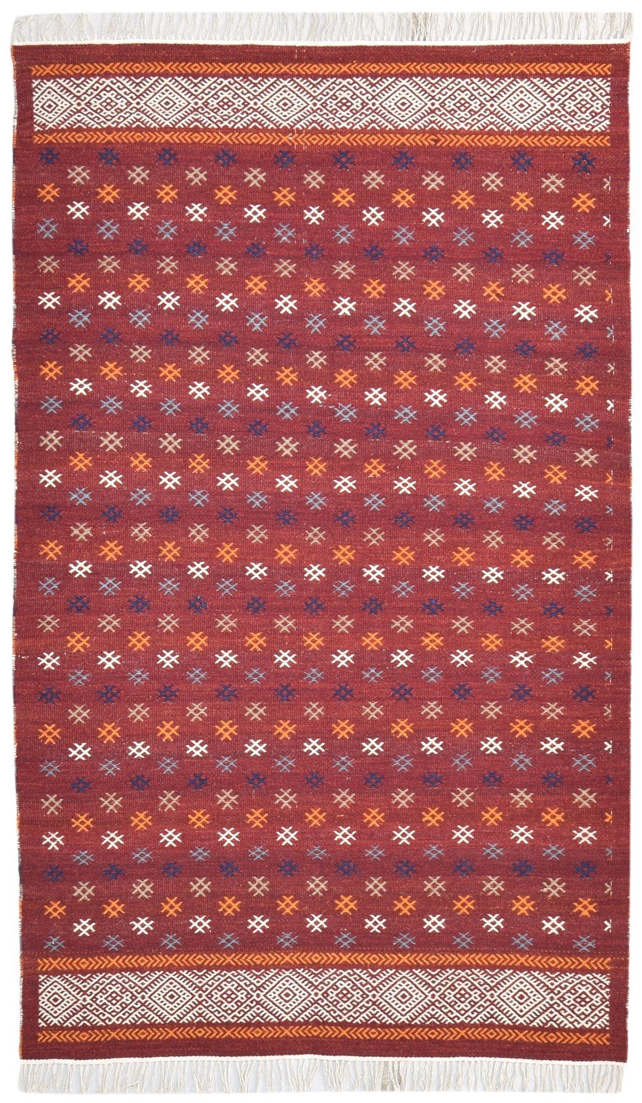 5' X 8' Rug Wool Red Southwestern Dhurrie American Tribal Room Size Carpet 